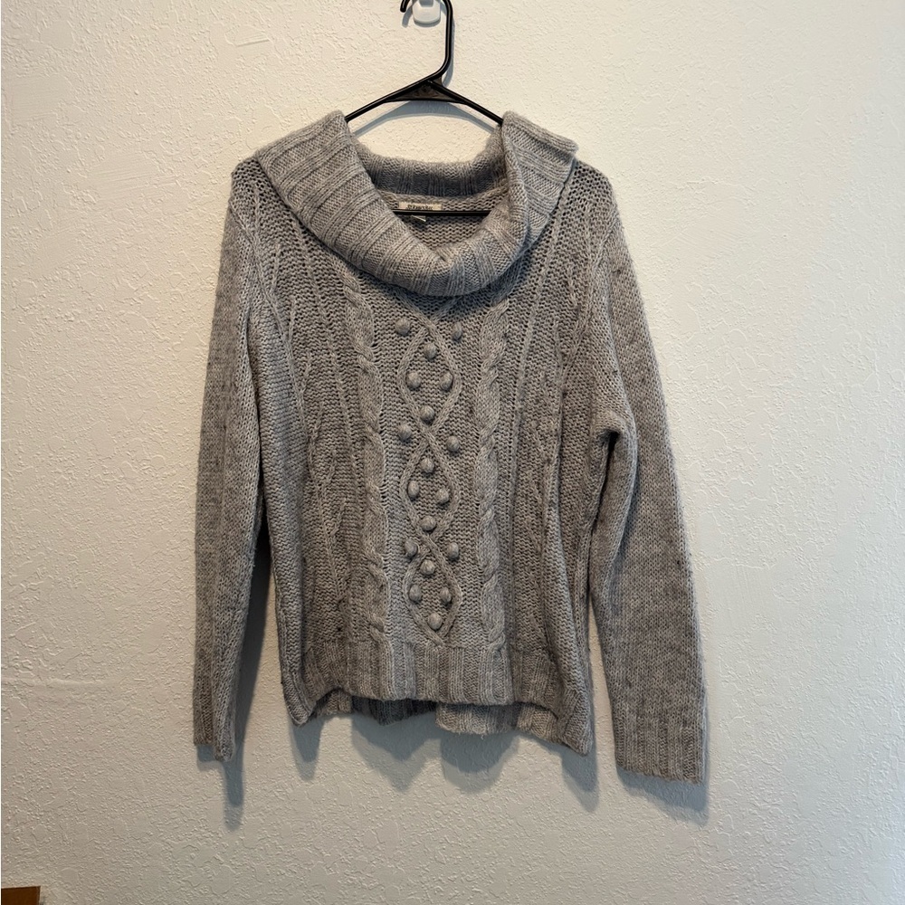 St. John's Bay Heather Gray Cowl Neck Bobble Sweater XL Knit Warm Soft Winter